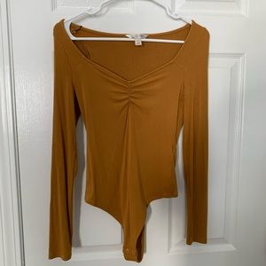 Banana Republic mustard yellow thong bodysuit
